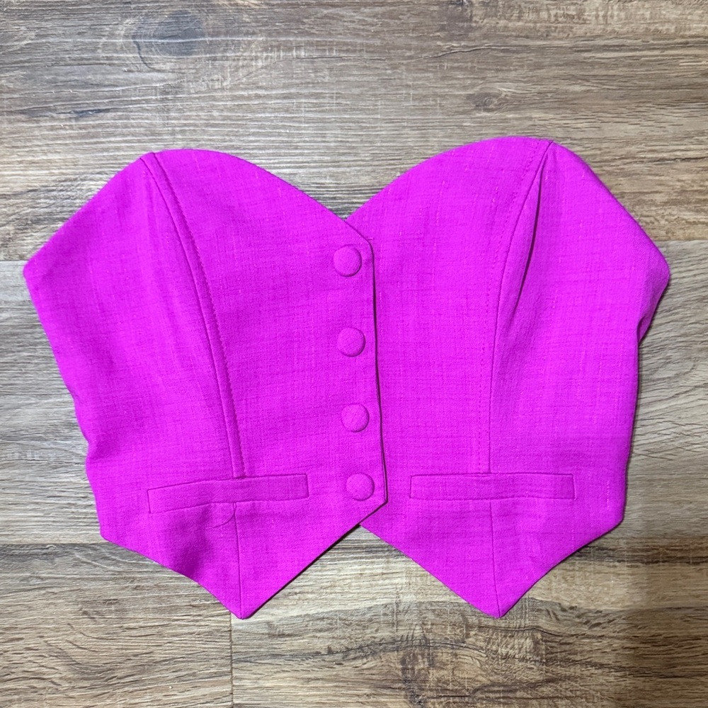 Bright Purple Strapless Cropped Top